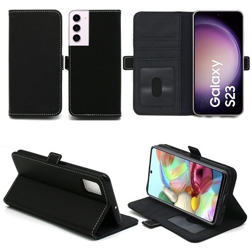 Housse noire pour Samsung Galaxy S23 5G Etui noir de Protection Portefeuille à Rabat avec Porte Cartes XEPTIO