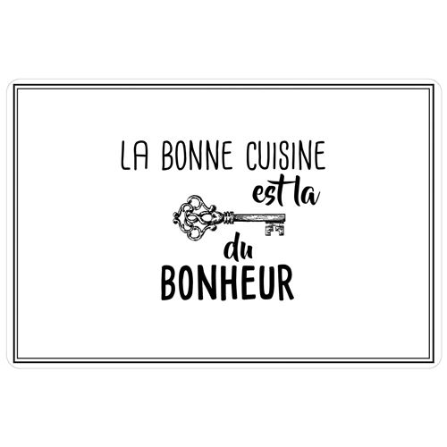 Set de table 28.5 x 43.5 cm pvc imprime cuisine bonheur Blanc