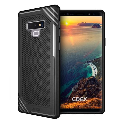 doupi Fashion Armor Coque pour Samsung Galaxy Note 9, [Chargeur sans fil pris en charge] Design Housse de Protection Bumper Case Cover, noir