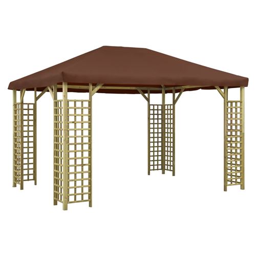 Belvédère avec revêtement de PVC, pin massif Marron