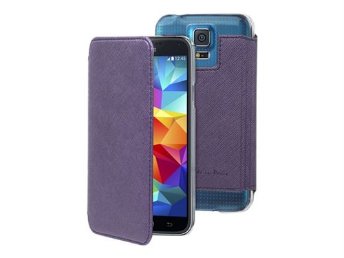 Muvit Made in Paris Crystal Folio - Beschermhoes flip cover voor mobiele telefoon - violet metaal - voor Samsung Galaxy S5