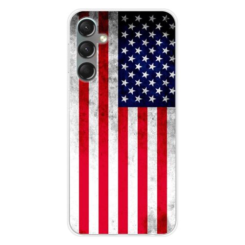 Coque en silicone imprimée compatible Samsung Galaxy A24 4G Drapeau USA