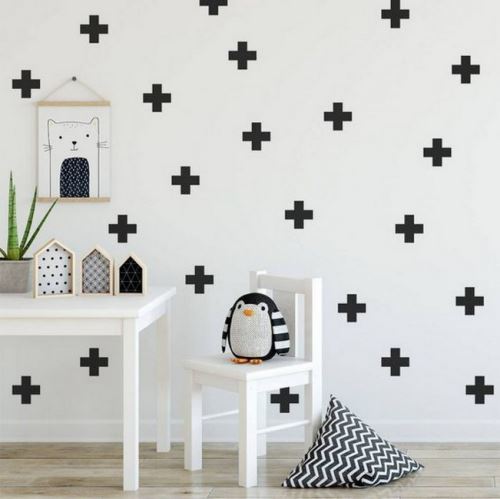 HOMEMANIA Sticker Plus - Croix - pour enfants - pour mur - Noir en Vinyle, 20 x 0,1 x 27 cm