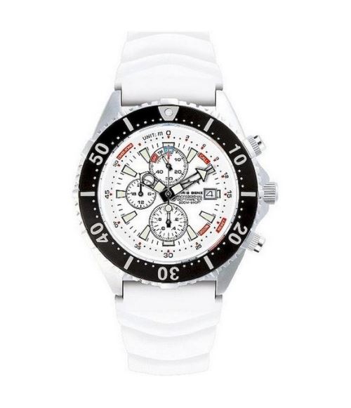 Chris Benz Montre Femme, Homme, Mixte CB-C300-W-KBW Chronographe, Montre de plongéeBlanc