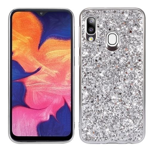 Coque en TPU paillettes scintillantes argent pour votre Samsung Galaxy A20e