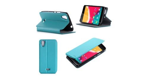 Wiko Rainbow Jam turquoise Cuir stand