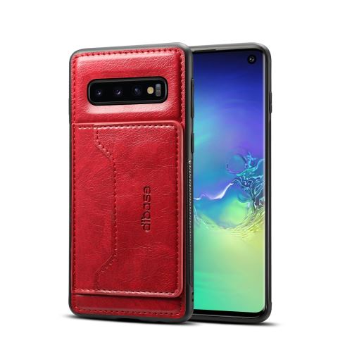 Coque en TPU crazy horse avec béquille porte-cartes rouge pour votre Samsung Galaxy S10