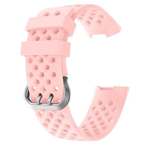 Bracelet en silicone trous carrés de petite taille rose pour votre Fitbit Charge 4/3