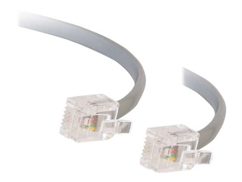 C2G RJ11 6P4C Straight Modular Cable - câble de téléphone - 10 m - gris