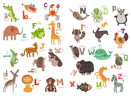 Kids Decor sticker mural alphabet animal 94 x 67 cm