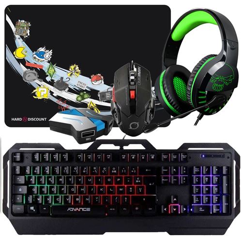clavier souris pour xbox one pgm et casque gamer et tapis et
