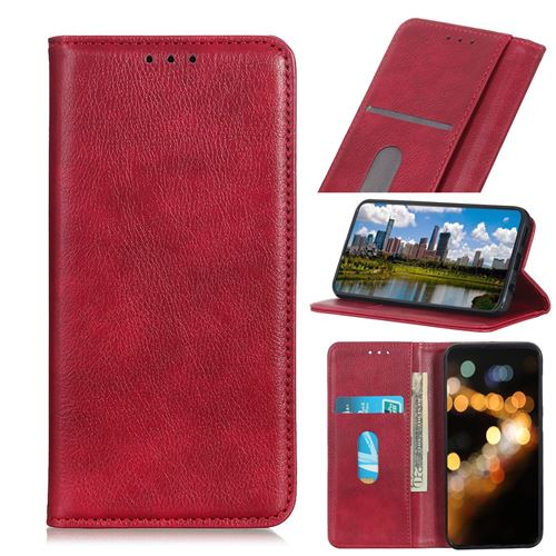 Etui en PU peau de litchi auto-absorbée rouge pour votre Xiaomi Mi 10 Lite 5G/Mi 10 Youth 5G