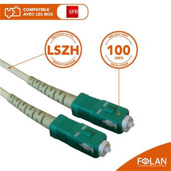 Elfcam® - Câble à Fibre Optique (jarretière Optique) Compatible SC/APC à SC/ UPC compatible Free Box (10M