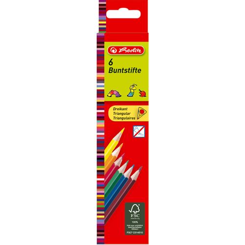 Herlitz Crayons de couleur triangulaires, étui carton de 6 - vue 1