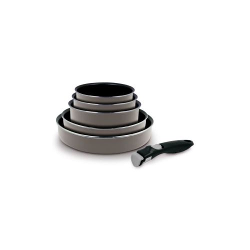 Battrinox Batterie De Cuisine 6 Pieces Avec Poignee Amovible - O 16-18-20-24-28 Cm - Gris - Tous Feux Dont Induction
