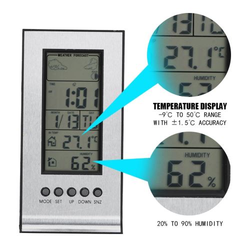 Moniteur d'humidité pour thermomètre intérieur avec hygromètre numérique à  cristaux liquides, station de météo sans fil, Montre, Top Prix