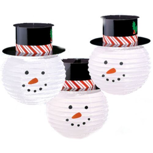 Amscan lampion Sneeuwpop30 cm papier blanc/noir 3 pièces