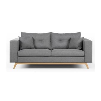 Cooper Canape Droit Fixe 3 Places Tissu Gris Scandinave L