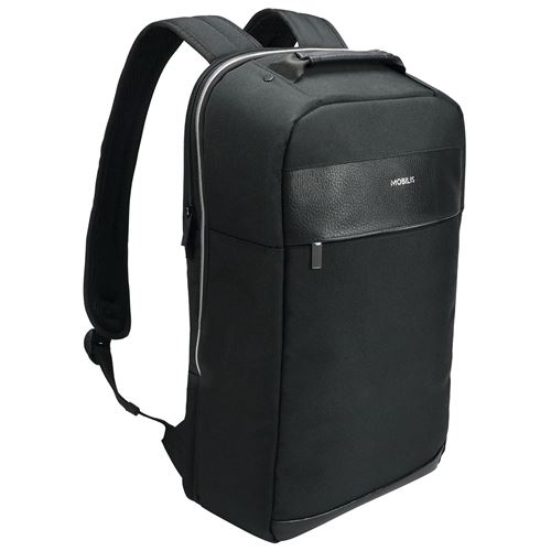 Mobilis Sac à Dos pour Ordinateur Portable 14-15.6, Sac à Dos de Travail/Affaires, Matière Déperlante, Noir et Argent