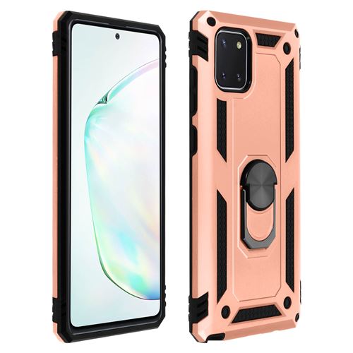 Avizar Coque pour Samsung Galaxy Note 10 Lite Antichoc Bi-matière Bague Support Rose gold
