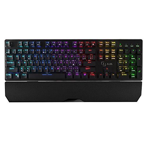 A.I.M. AIM Clavier mécanique pour E-Sports (Lumiere RGB, Logiciel de contrôle, Finition Aluminium, câble USB tressé Or)