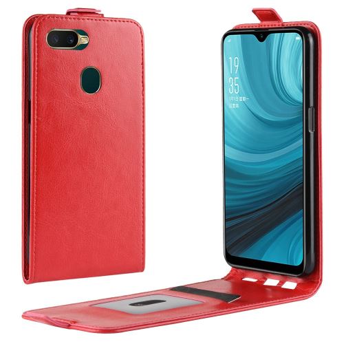 Etui en PU cheval fou flip vertical rouge pour votre Oppo A7/AX7