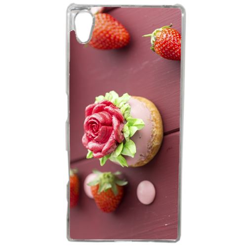 Coque Choux Cup Cake Fraise Rose Compatible Sony Xperia Z5 Transparent