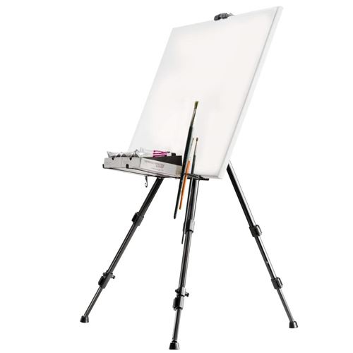 Walimex Chevalet d'atelier en aluminium pour toiles de 122 cm de hauteur max. (capacité de charge env. 6 kg, support de pinceaux, sac)