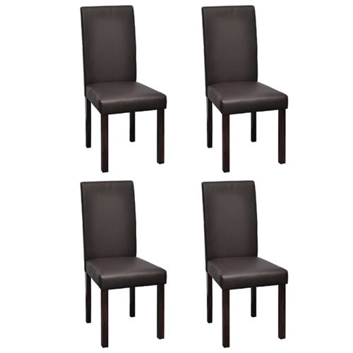 vidaXL Chaise de salle à manger 4 pcs Cadre en bois Similicuir Marron