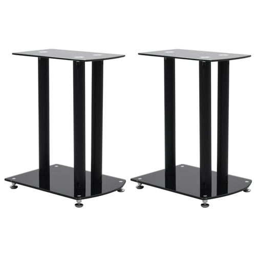 Générique Noir Supports De Haut-Parleur Aluminium 2 Pcs Verre De Sécurité