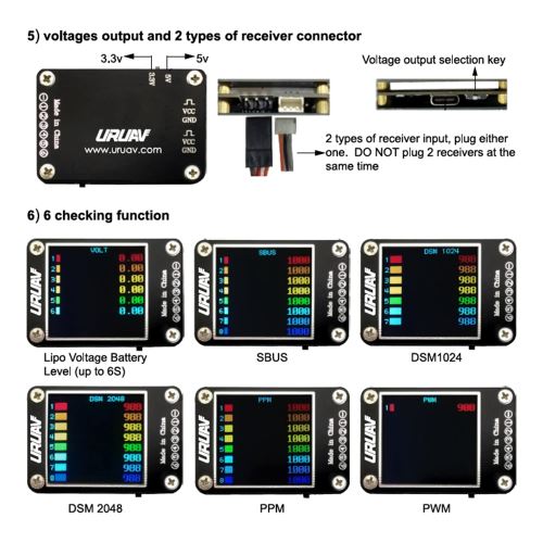 Cellule de tension de batterie Lipo à écran couleur URUAV MC-6S 1-6S