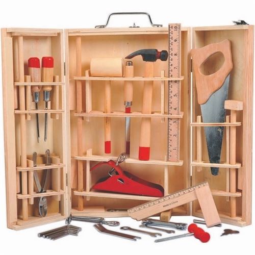Partner jouet - a0905592 - jeu d'imitation - mallette outils - bois - 31 pièces