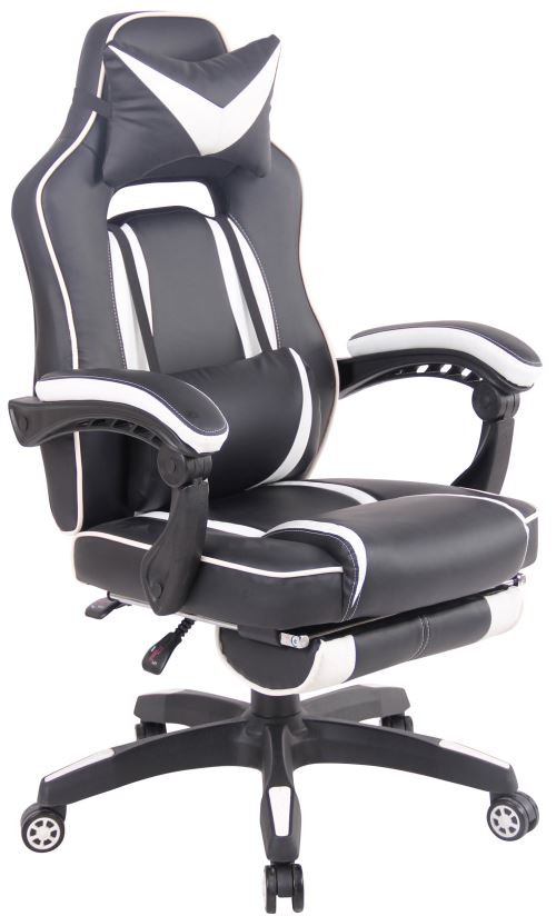 Fauteuil de bureau Heat en Similicuir - chaise de bureau inclinable, Hauteur réglable, Pivotante - Couleur Noir/Blanc