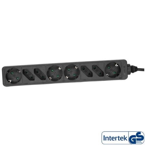 Multiprise InLine® 8 ports 4x Type F allemand + 4x Euro noir 1,5m