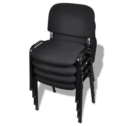vidaXL Chaises de bureau empilables 4 pièces Tissu Noir