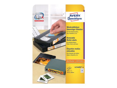 Avery L4746REV - étiquettes pour cassettes vidéo - 325 unités