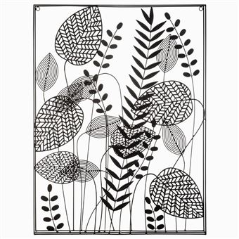 Déco Murale Atmosphera Feuilles Métal - Noir Et Or - 37x65cm - Fer - Pour Salon, Bureau, Entrée