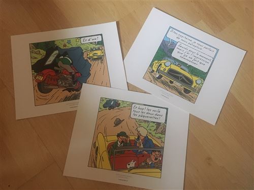 TINTIN - Tryptich / Affaire Tournesol - 19,5x24 cm - AFFICHE / POSTER
