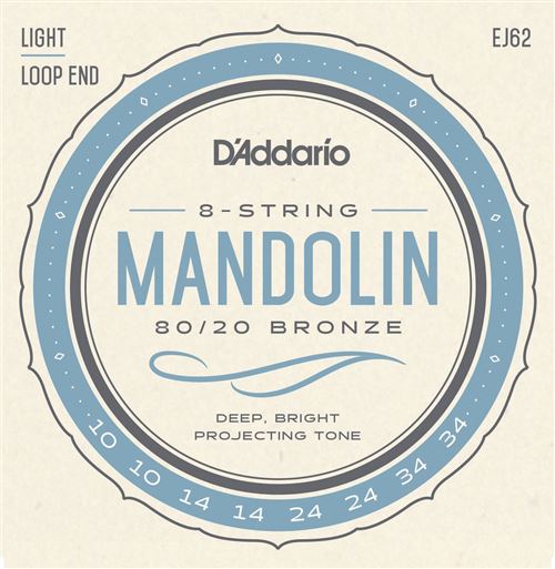 D'Addario EJ62 cordon de mutation mandoline 80/20 bronze lumière 10-34 ton vi... - Image 3