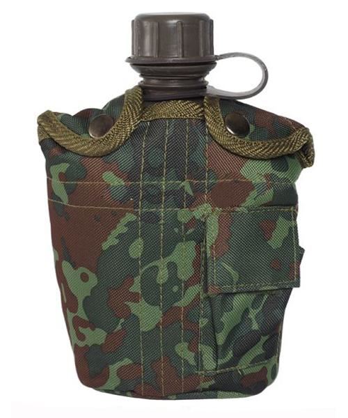 Gourde us 1 litre avec housse camo flecktarn