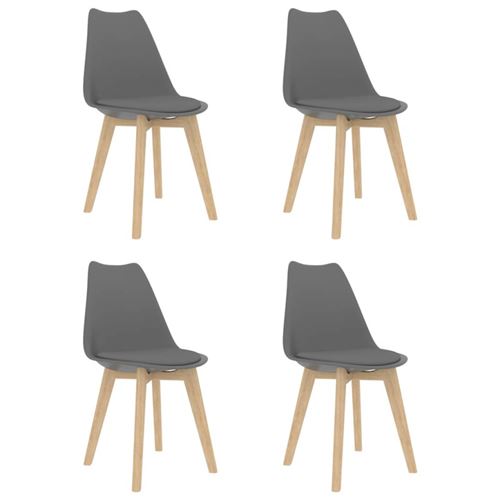 vidaXL Chaise de salle à manger 4 pcs Similicuir Bois massif Gris