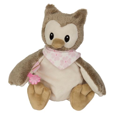 Pericles hibou en peluche musical 20 cm marron/rose
