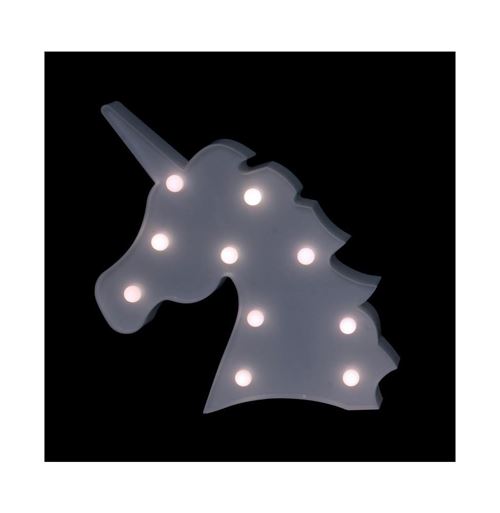 Lampe à led décorative en forme de licorne - L 20,5 x l 3 x H 32,5 cm - Blanc