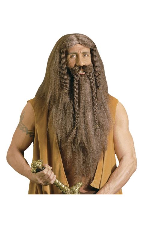 Perruque barbare avec barbe et moustaches