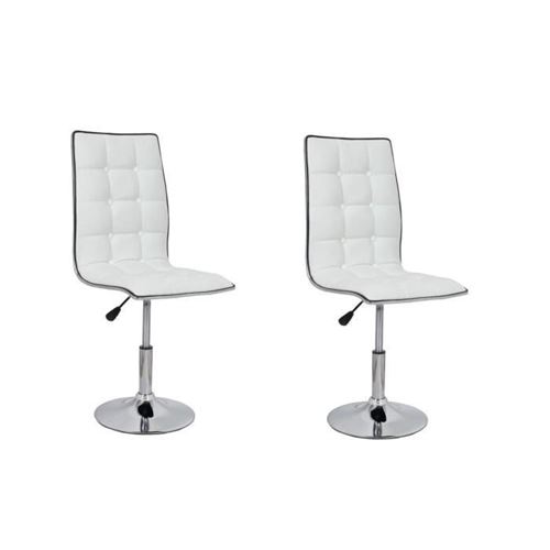 Leaf Lot De 2 Chaises De Salle A Manger - Simili Blanc - Contemporain - L 42 X P 46,5 Cm
