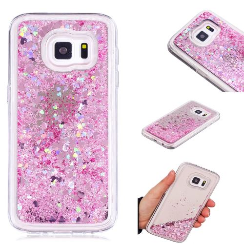 Coque en TPU glitter paillettes flottant miroir rose pour votre Samsung Galaxy S7