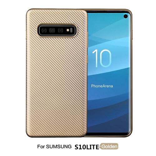 Coque en TPU fibre de carbone souple or pour votre Samsung Galaxy S10 Lite