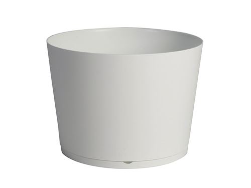Pot de fleur rond en polypropylène diamètre 36 cm soucoupe intégrée TOKYO blanc
