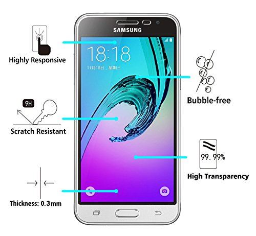 iVoler [Pack de 3] Verre Trempé Samsung Galaxy J3 2016, Film Protection en Verre trempé écran Protecteur vitre