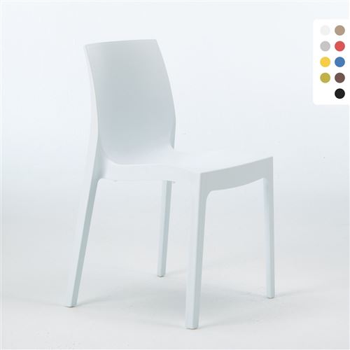 Grand Soleil - Chaise en polypropylène empilable Salle à Manger café bar Rome Grand Soleil, Couleur: Blanc